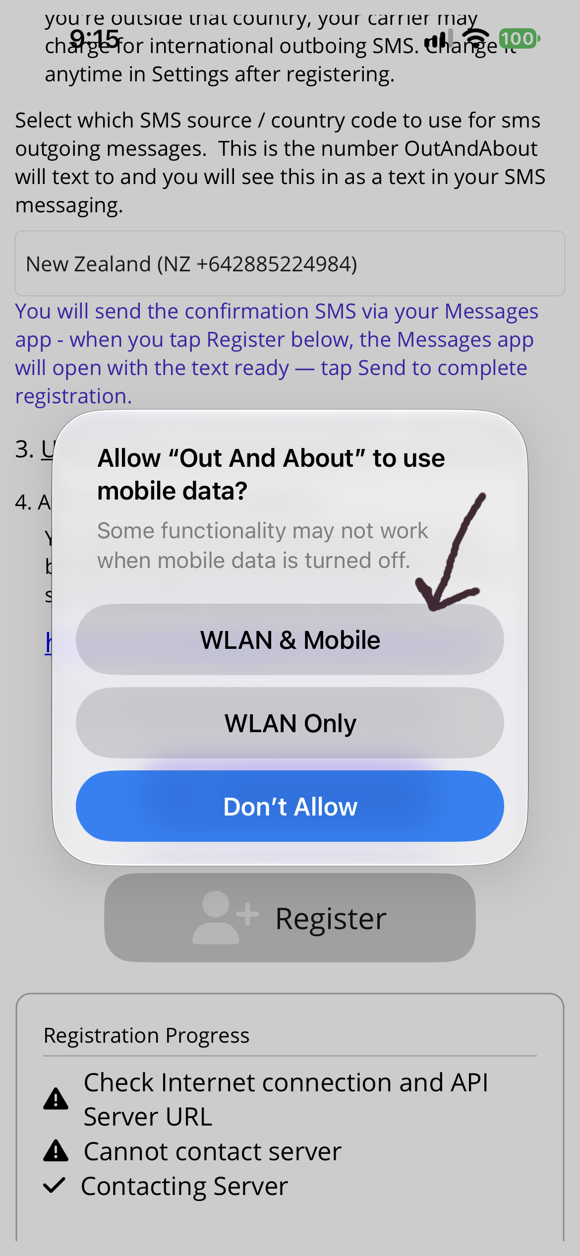 Open app this will start the registration
